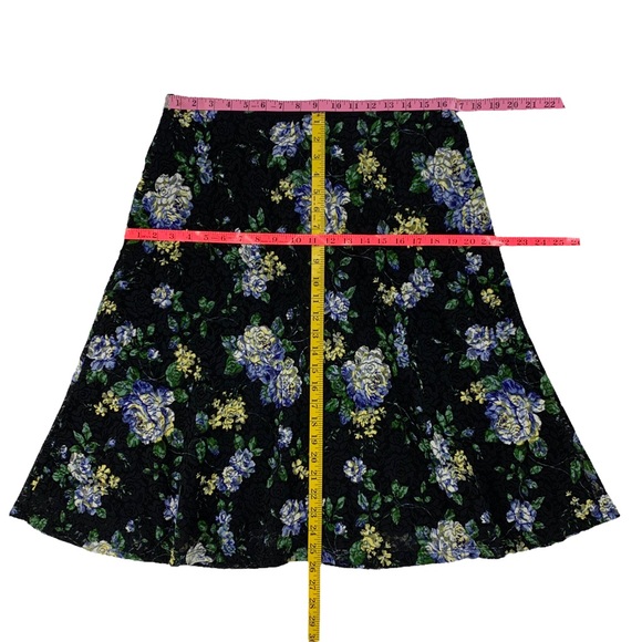 Vintage Black Floral Stretch Lace Midi Length Skirt by Tailor B.Moss USA - Picture 13 of 16